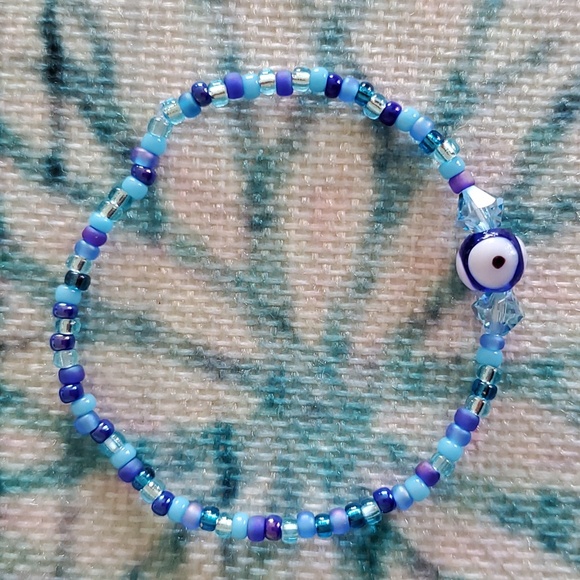 Seed Bead Stack Stretch Bracelets"Cat Mom" & "Evil Eye" Bracelets - Picture 12 of 16